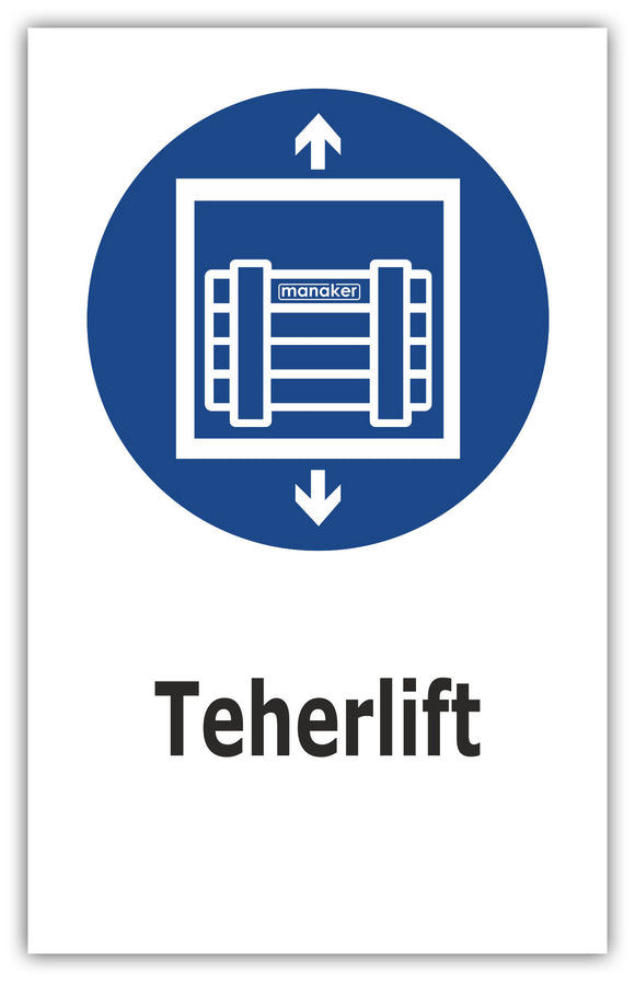 Teherlift rendelkező jel piktogram és szöveg - öntapadó matrica