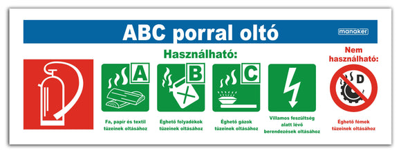 ABC porral oltó tűzvédelmi jelölés - után világító öntapadó matrica vagy tábla